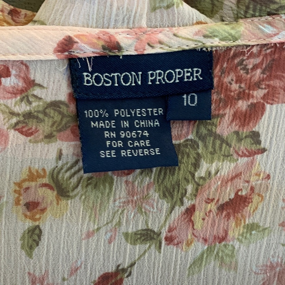 Boston Proper Floral Ruffle Blouse - Pink and White - Picture 2 of 8